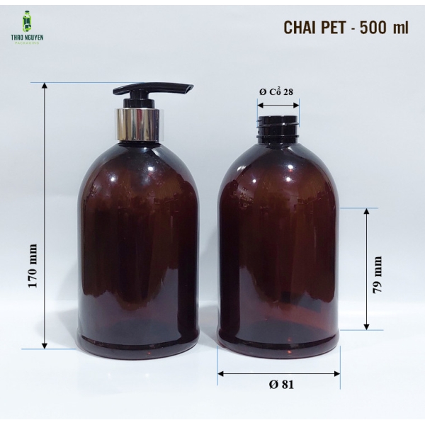 Chai đựng dầu gội, sữa tắm nhựa PET 500ml